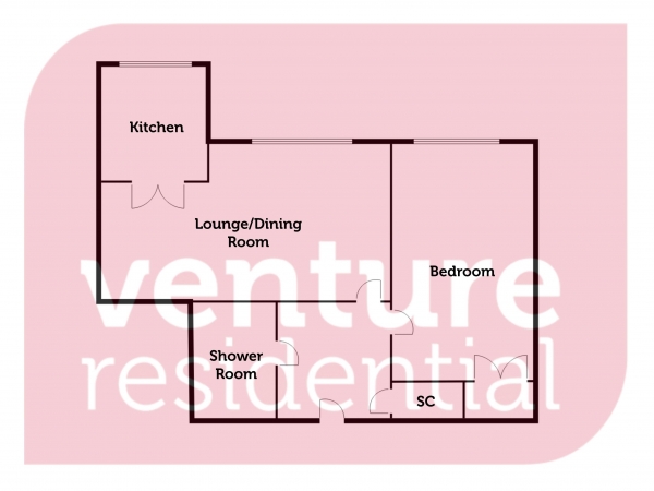 Floor Plan for 1 Bedroom Retirement Property for Sale in Old Bedford Road, Luton, LU2, 7GL - Offers Over &pound110,000