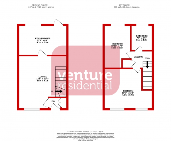 Floor Plan Image for 2 Bedroom Terraced House for Sale in Mees Close, Luton