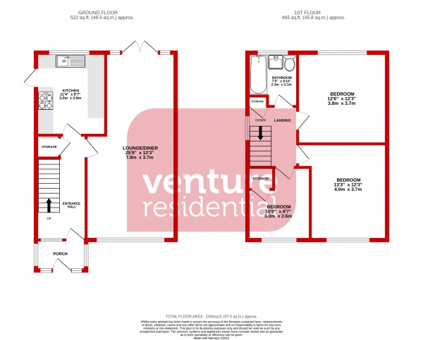 Floor Plan Image for 3 Bedroom Semi-Detached House for Sale in Sundon Park Road, Luton