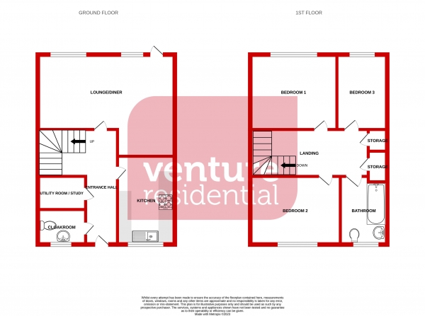 Floor Plan Image for 3 Bedroom Terraced House for Sale in Peregrine Road, Luton