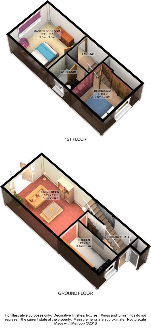 Floor Plan Image for 2 Bedroom End of Terrace House for Sale in Kirkdale, London