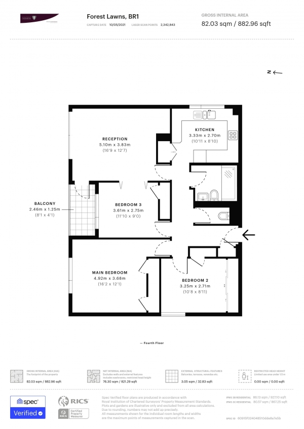 Floor Plan Image for 3 Bedroom Apartment for Sale in Orchard Road, Bromley