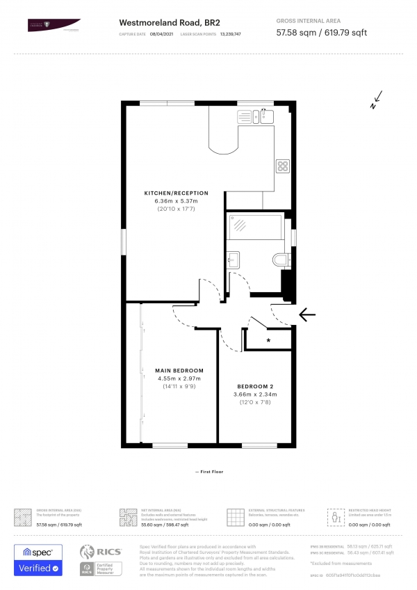 Floor Plan Image for 2 Bedroom Apartment for Sale in Westmoreland Road, Bromley