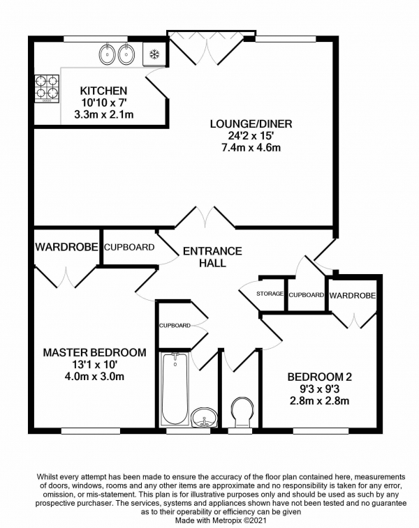 Floor Plan for 2 Bedroom Flat for Sale in Beckenham Grove, Bromley, BR2, 0XA -  &pound369,950