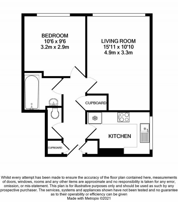 Floor Plan for 1 Bedroom Apartment for Sale in Beckenham Grove, Bromley, BR2, 0XU -  &pound269,000