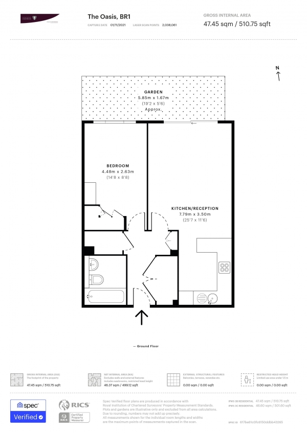 Floor Plan for 1 Bedroom Apartment for Sale in Widmore Road, BR1, 3BA -  &pound267,000