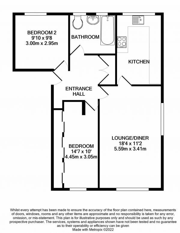 Floor Plan for 2 Bedroom Apartment for Sale in Upper Park Road, Bromley, BR1, 3HS - Offers in Excess of &pound335,000