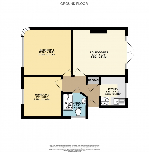 Floor Plan for 2 Bedroom Apartment for Sale in Shepperton Road, Orpington, Petts Wood, BR5, 1DL -  &pound295,000