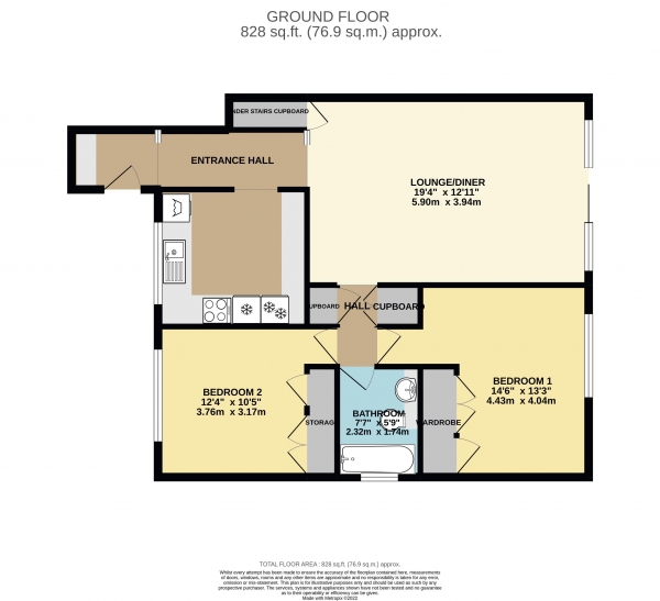 Floor Plan Image for 2 Bedroom Apartment to Rent in Leybourne Close, Bromley