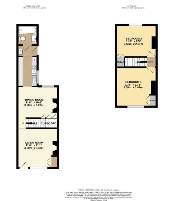 Floor Plan for 2 Bedroom Terraced House for Sale in Wharton Road, Bromley, BR1, 3LE -  &pound450,000