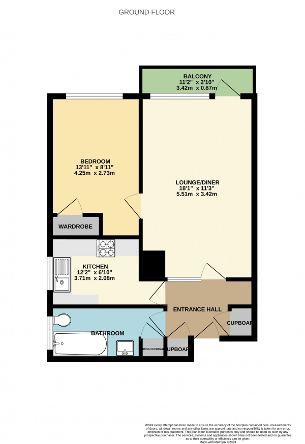 Floor Plan for 1 Bedroom Apartment for Sale in Scotts Avenue, Bromley, BR2, 0NB -  &pound225,000