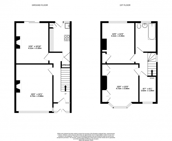 Floor Plan for 3 Bedroom End of Terrace House for Sale in Cranston Road, London, SE23, 2EY -  &pound650,000