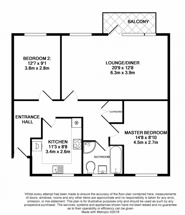 Floor Plan Image for 2 Bedroom Apartment for Sale in Widmore Road, Bromley