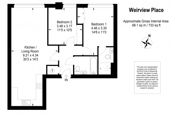 Floor Plan Image for 2 Bedroom Apartment to Rent in **LET AGREED** Godalming - LARGE 2 BEDROOM, 2 BATHROOM APARTMENT WITH PARKING