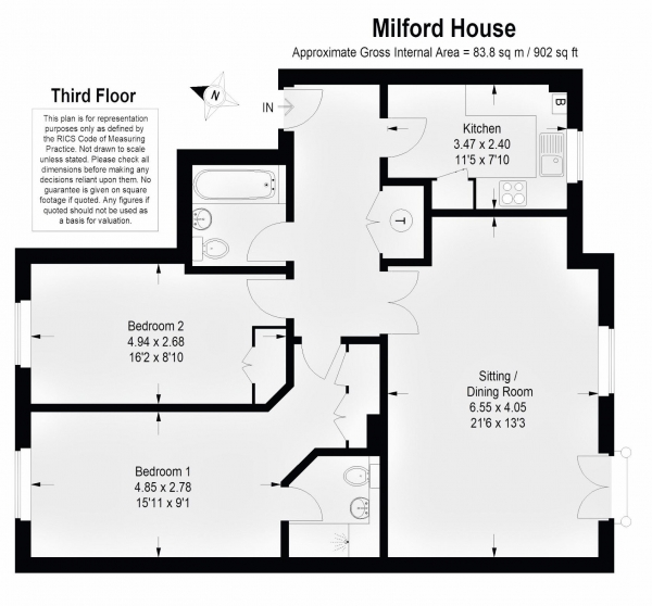 Floor Plan Image for 2 Bedroom Apartment for Sale in Portsmouth Road, Milford