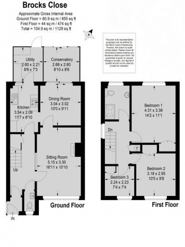 Floor Plan Image for 3 Bedroom Semi-Detached House to Rent in **LET AGREED** Brocks Close, Godalming