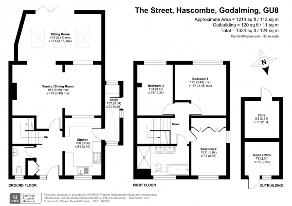 Floor Plan Image for 3 Bedroom Semi-Detached House for Sale in Hascombe, Godalming