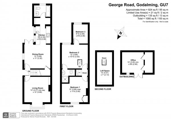 Floor Plan Image for 3 Bedroom Semi-Detached House to Rent in **LET AGREED**George Road, Godalming