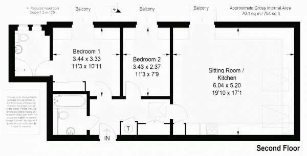 Floor Plan Image for 2 Bedroom Apartment for Sale in Station Road, Godalming