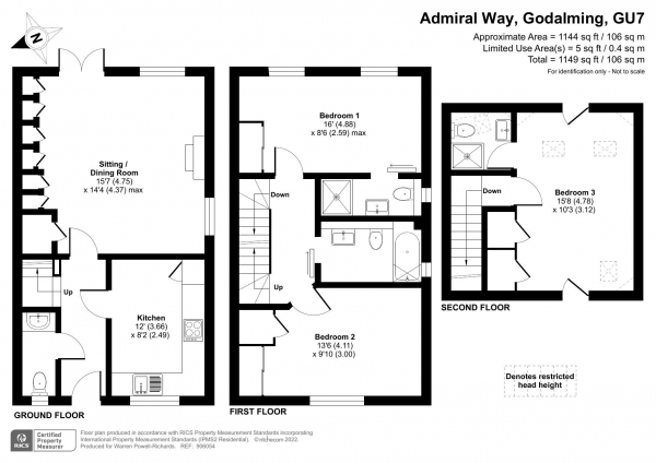 Floor Plan Image for 3 Bedroom Semi-Detached House for Sale in Admiral Way, Godalming