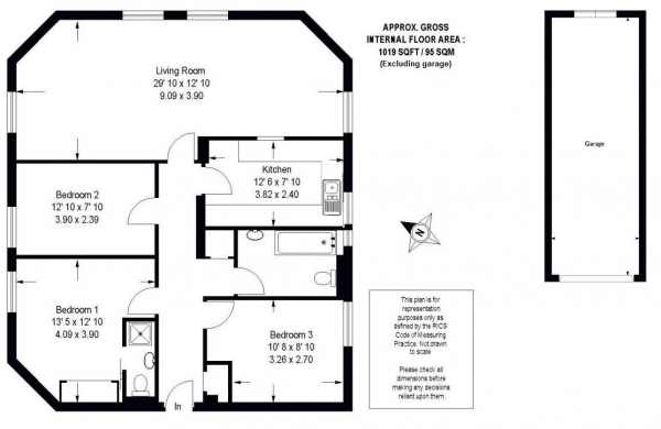 Floor Plan Image for 3 Bedroom Apartment to Rent in **LET AGREED** **DOUBLE LENGTH GARAGE & ALLOCATED PARKING SPACE **