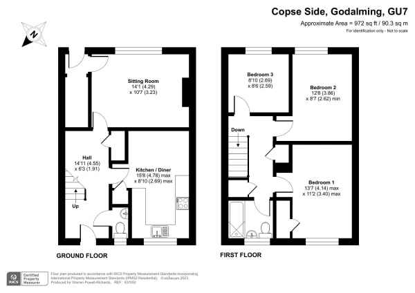 Floor Plan Image for 3 Bedroom Terraced House for Sale in Copse Side, Godalming