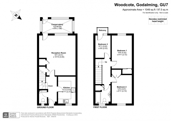 Floor Plan Image for 3 Bedroom Terraced House for Sale in Woodcote, Godalming