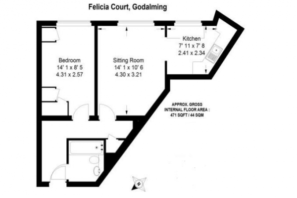 Floor Plan Image for 1 Bedroom Flat for Sale in Flambard Way, Godalming