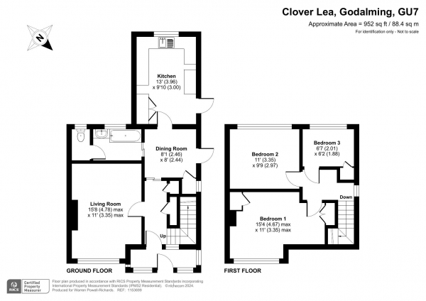 Floor Plan Image for 3 Bedroom Semi-Detached House for Sale in Clover Lea, Farncombe, Godalming