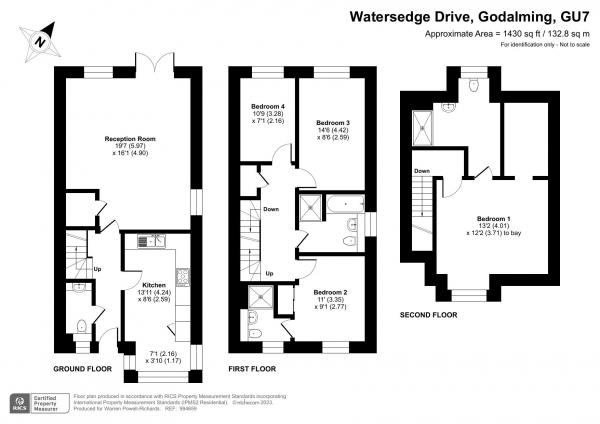 Floor Plan Image for 4 Bedroom Town House to Rent in Watersedge Drive, Godalming