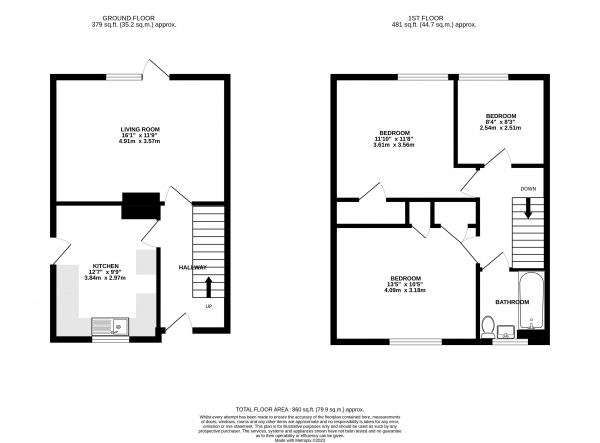 Floor Plan Image for 3 Bedroom Property for Sale in Willow Mead, Godalming