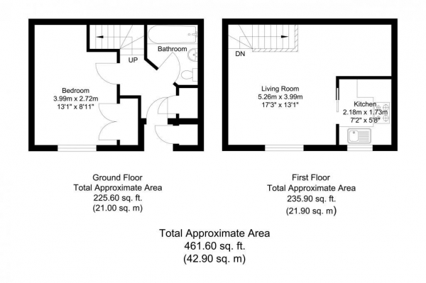 Floor Plan Image for 1 Bedroom Property to Rent in Town End Close, Godalming