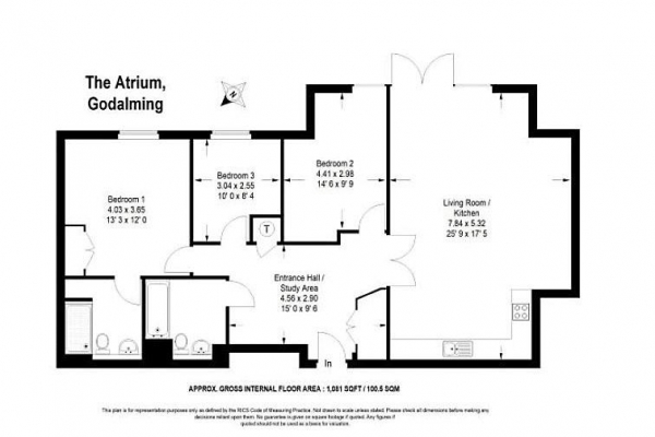 Floor Plan Image for 3 Bedroom Apartment for Sale in The Atrium, Godalming