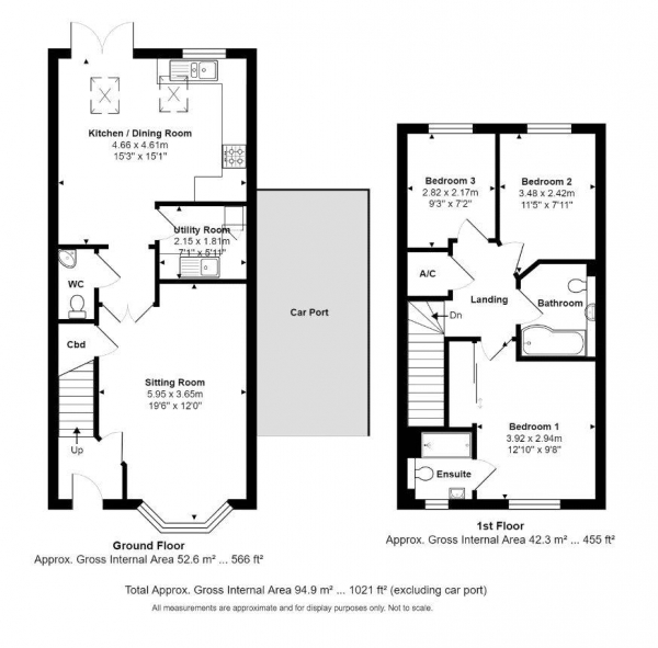 Floor Plan Image for 3 Bedroom Detached House to Rent in Greensand Place, Godalming