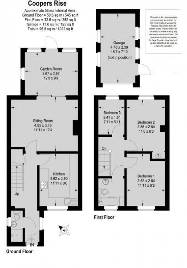 Floor Plan Image for 3 Bedroom Semi-Detached House for Sale in Coopers Rise, Godalming