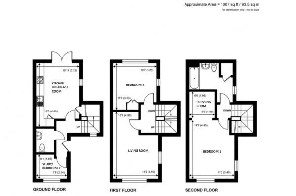 Floor Plan Image for 3 Bedroom Semi-Detached House for Sale in Bay Close, Godalming