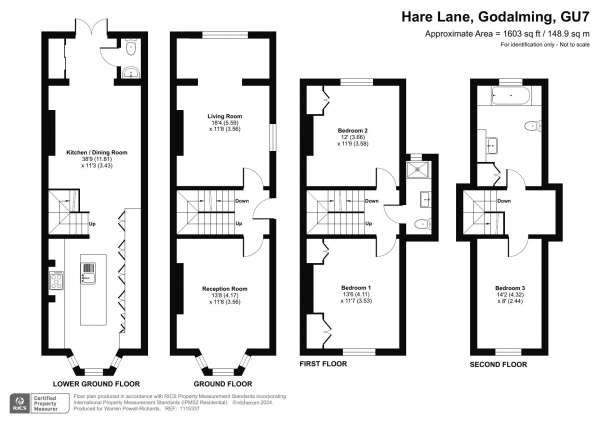 Floor Plan Image for 3 Bedroom Property for Sale in Hare Lane, Godalming