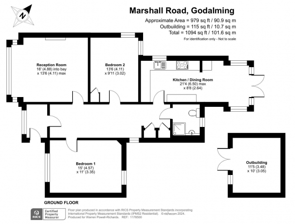 Floor Plan Image for 2 Bedroom Ground Flat for Sale in Marshall Road, Godalming