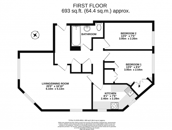 Floor Plan Image for 2 Bedroom Flat for Sale in Chapel Fields, Charterhouse Road, Godalming