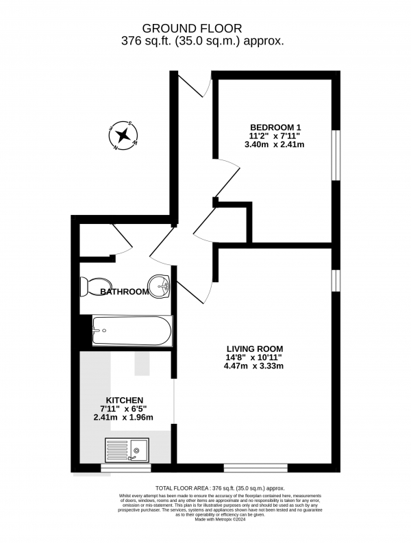 Floor Plan Image for 1 Bedroom Apartment to Rent in Warramill Road, Godalming