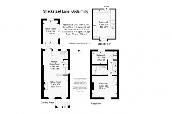 Floor Plan Image for 3 Bedroom Semi-Detached House for Sale in Shackstead Lane, Godalming