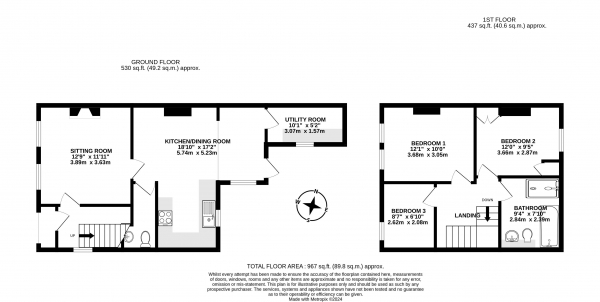 Floor Plan Image for 3 Bedroom Semi-Detached House for Sale in Quarry Road, Hurtmore, Godalming