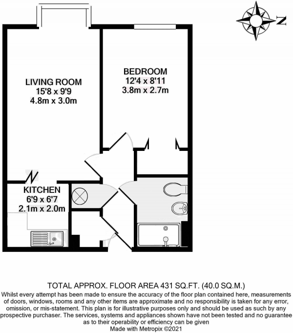 Floor Plan Image for 1 Bedroom Retirement Property for Sale in Summers Road, Farncombe