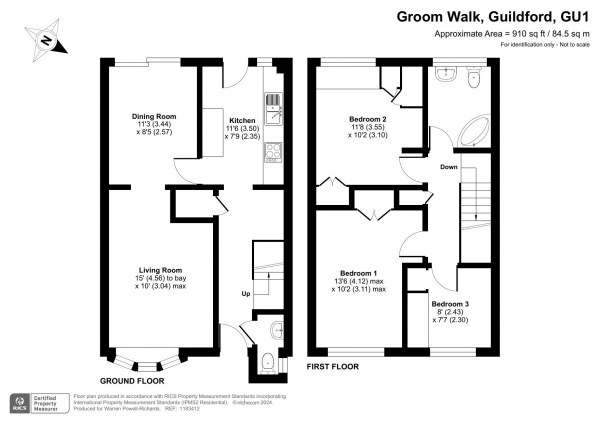 Floor Plan Image for 3 Bedroom Terraced House for Sale in Groom Walk, Guildford