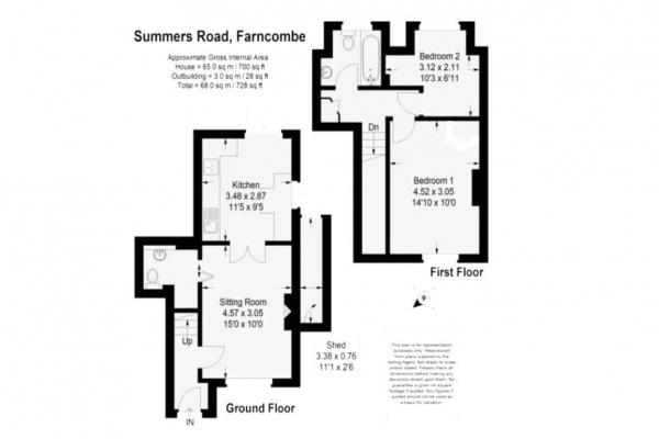 Floor Plan Image for 2 Bedroom Semi-Detached House to Rent in Summers Road, Farncombe