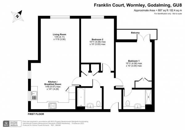 Floor Plan Image for 2 Bedroom Apartment for Sale in Franklin Court, Wormley, Nr Godalming