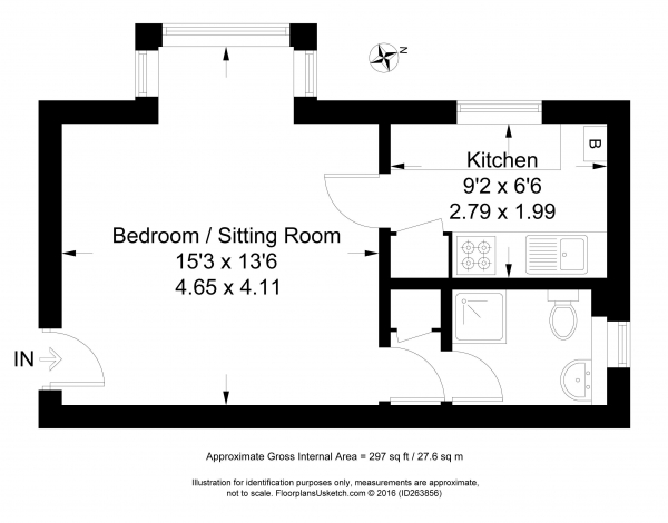 Floor Plan Image for 1 Bedroom Studio to Rent in Portsmouth Road, Godalming