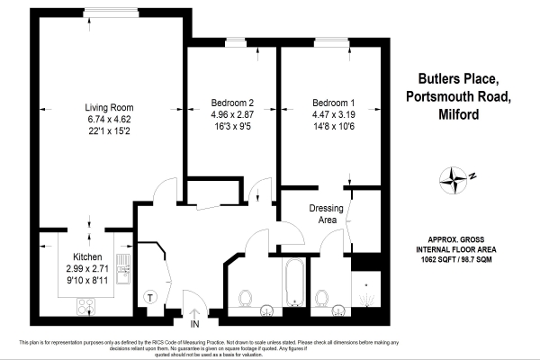 Floor Plan Image for 2 Bedroom Flat for Sale in Portsmouth Road, Godalming