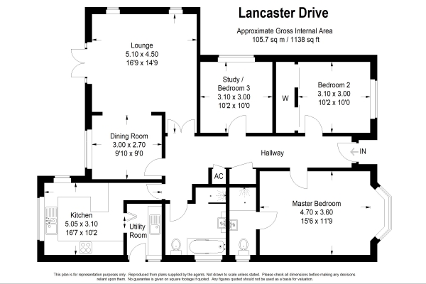 Floor Plan Image for 3 Bedroom Bungalow for Sale in Lancaster Drive, Verwood