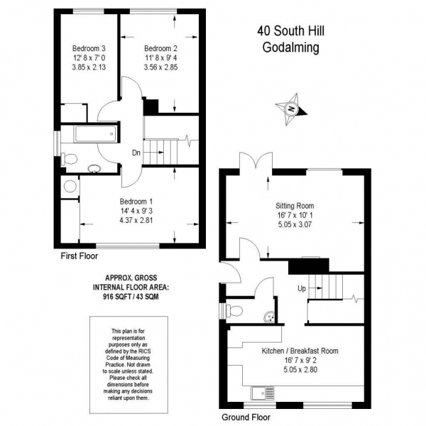 Floor Plan Image for 3 Bedroom Semi-Detached House to Rent in South Hill, Godalming